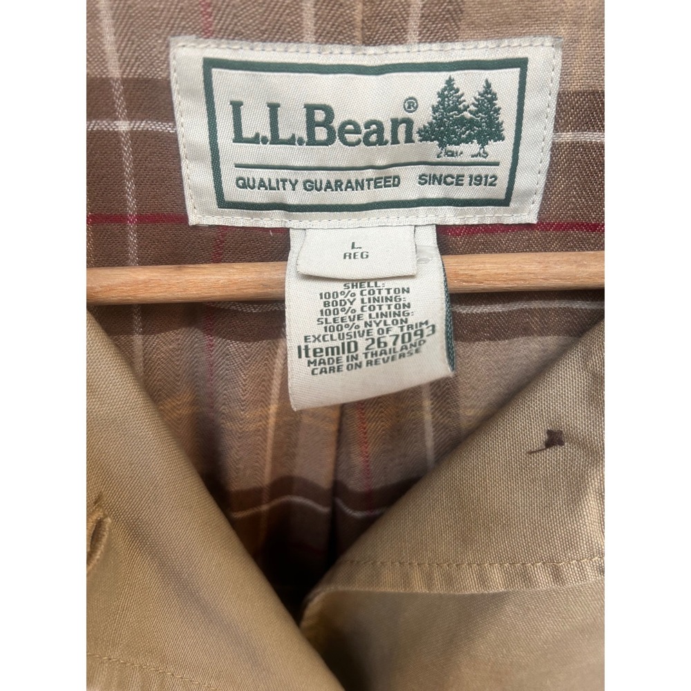 LL Bean Mens Field Jacket Tan Cotton Corduroy Collar Lined Work Outdoor - Picture 2 of 5